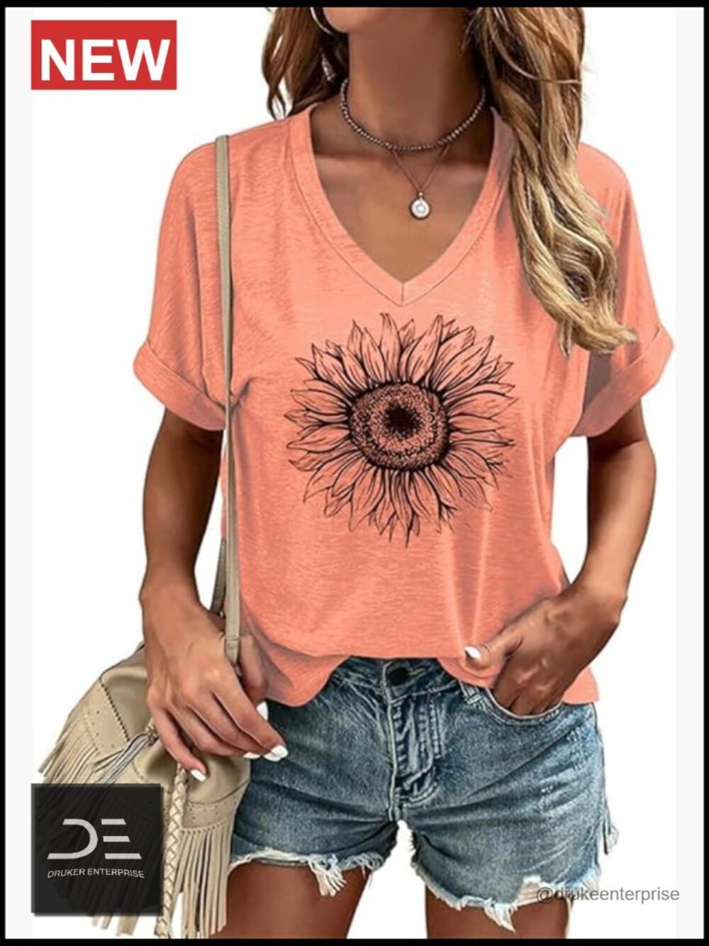 Vintage Boho Floral Wildflowers Graphic Tee V-Neck Short Sleeve Cottagecore Top